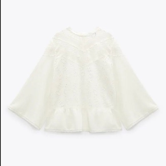 New Zara XS eyelet boho top in white - Picture 5 of 10